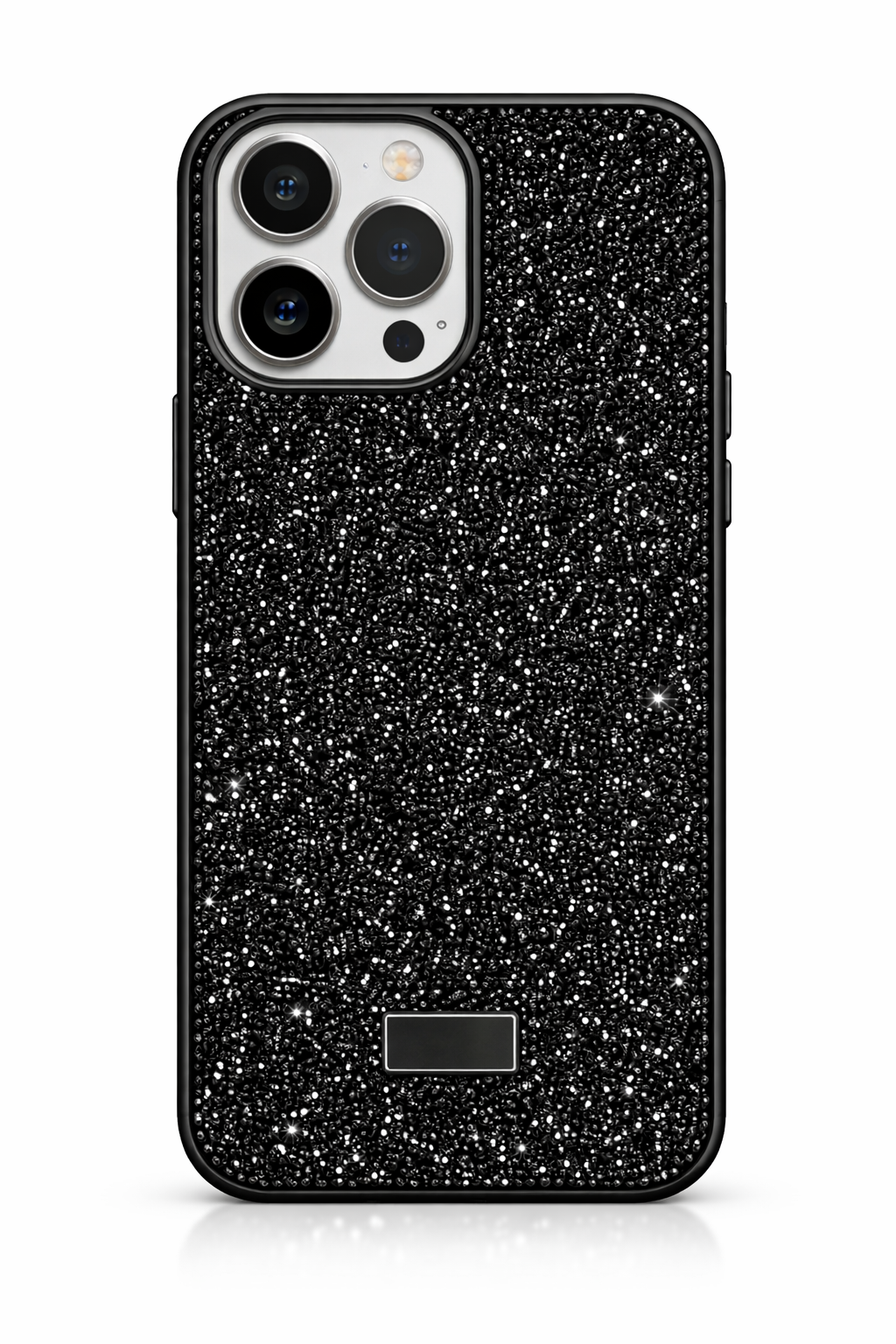 Siyah Taşlı Premium Silikon Telefon Kılıfı | UV Baskı